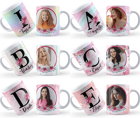 26 Artes Caneca Alfabeto Fotos Editável em Corel Draw