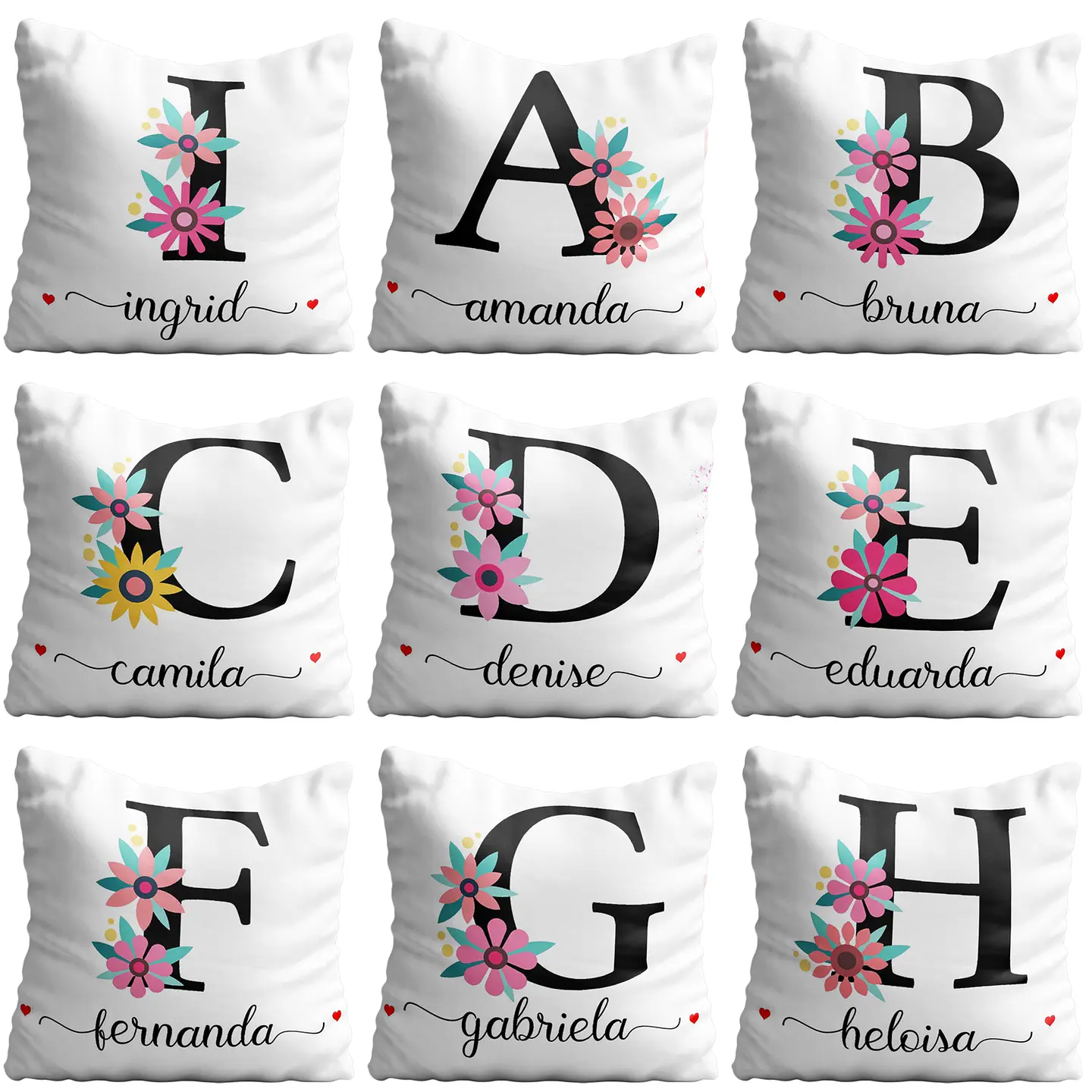26 Artes Caneca Alfabeto Floral Frases Editável em Corel Draw 4