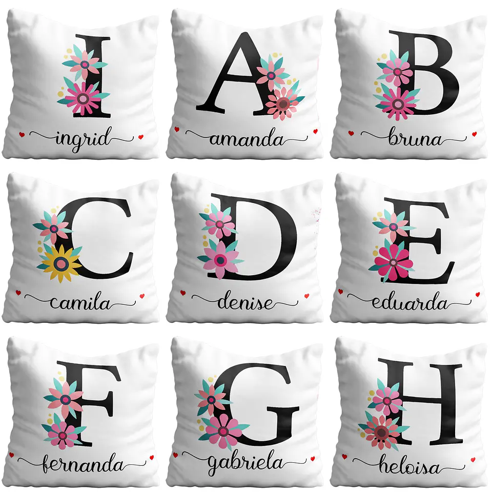 26 Artes Caneca Alfabeto Floral Frases Editável em Corel Draw 4