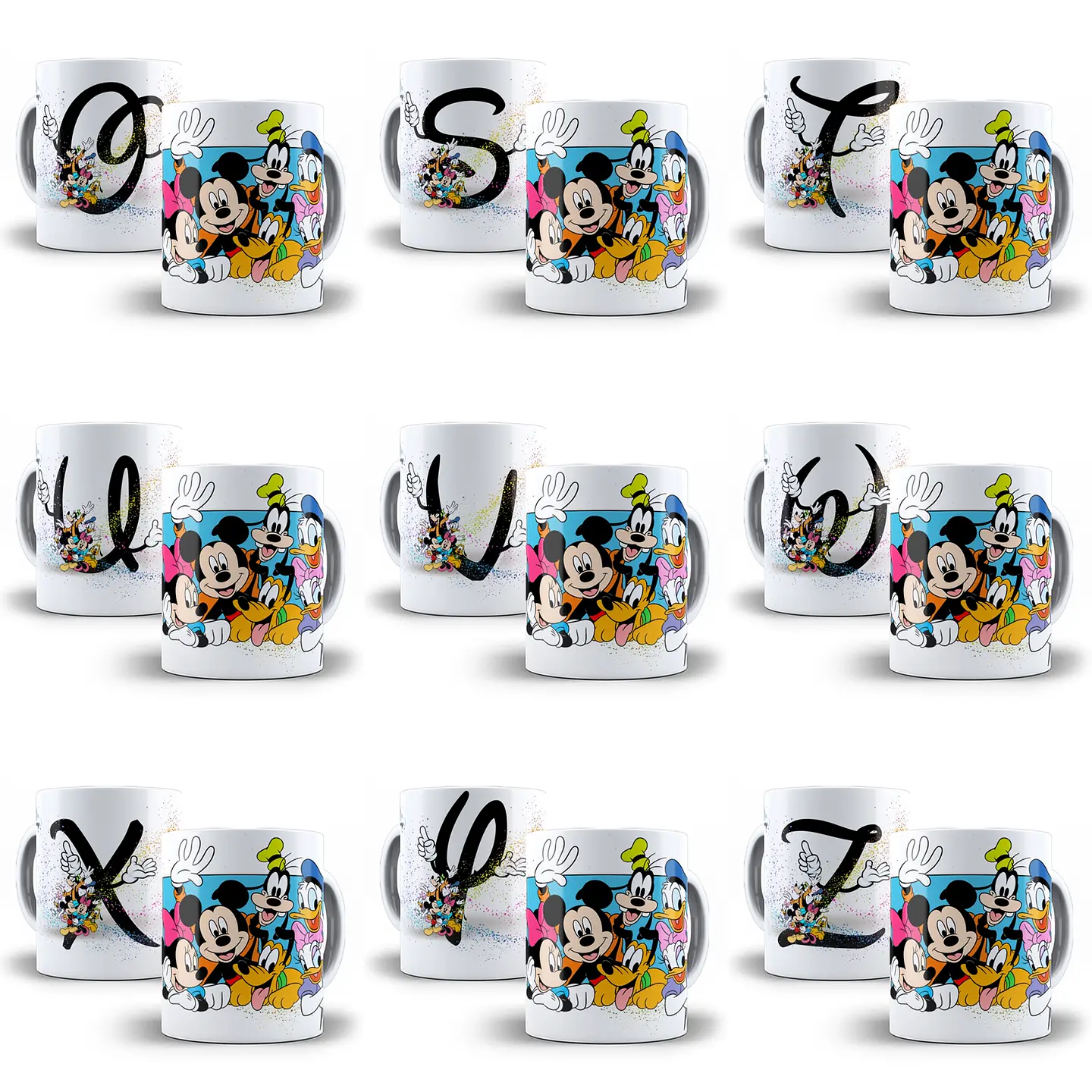 26 Artes Canecas Alfabeto Turma do Mickey Arquivo em Jpge/Png 3