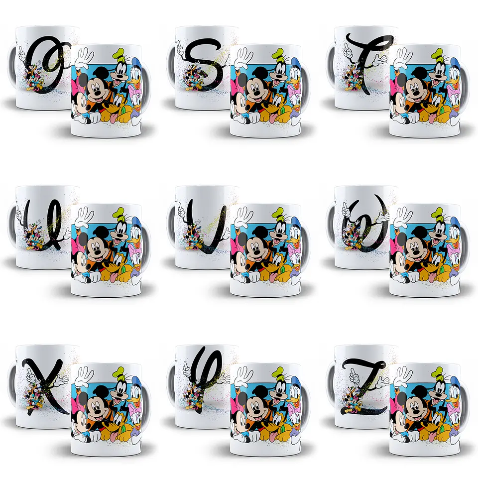 26 Artes Canecas Alfabeto Turma do Mickey Arquivo em Jpge/Png 3