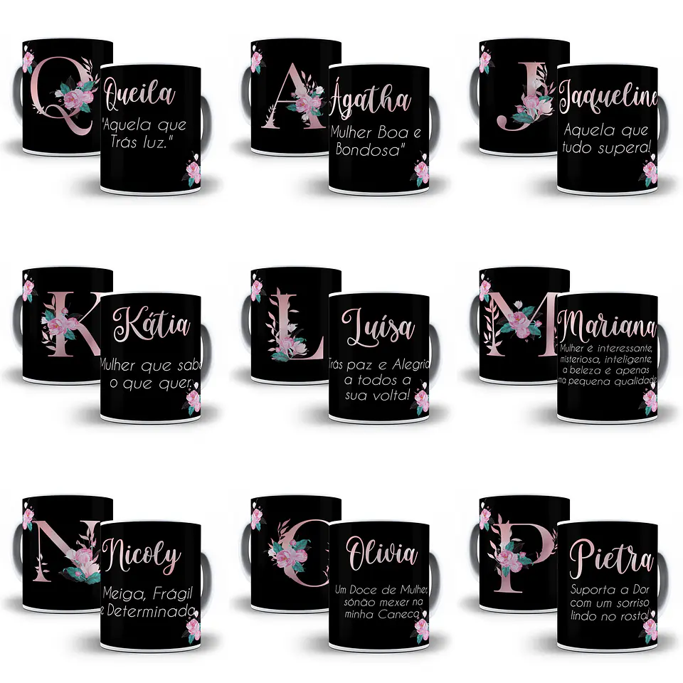 26 Artes Caneca Alfabeto Nomes e Significados Editável em Corel Draw 1