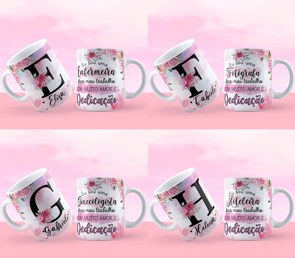 26 Artes Caneca Alfabeto Profissões Editável em Corel Draw 2