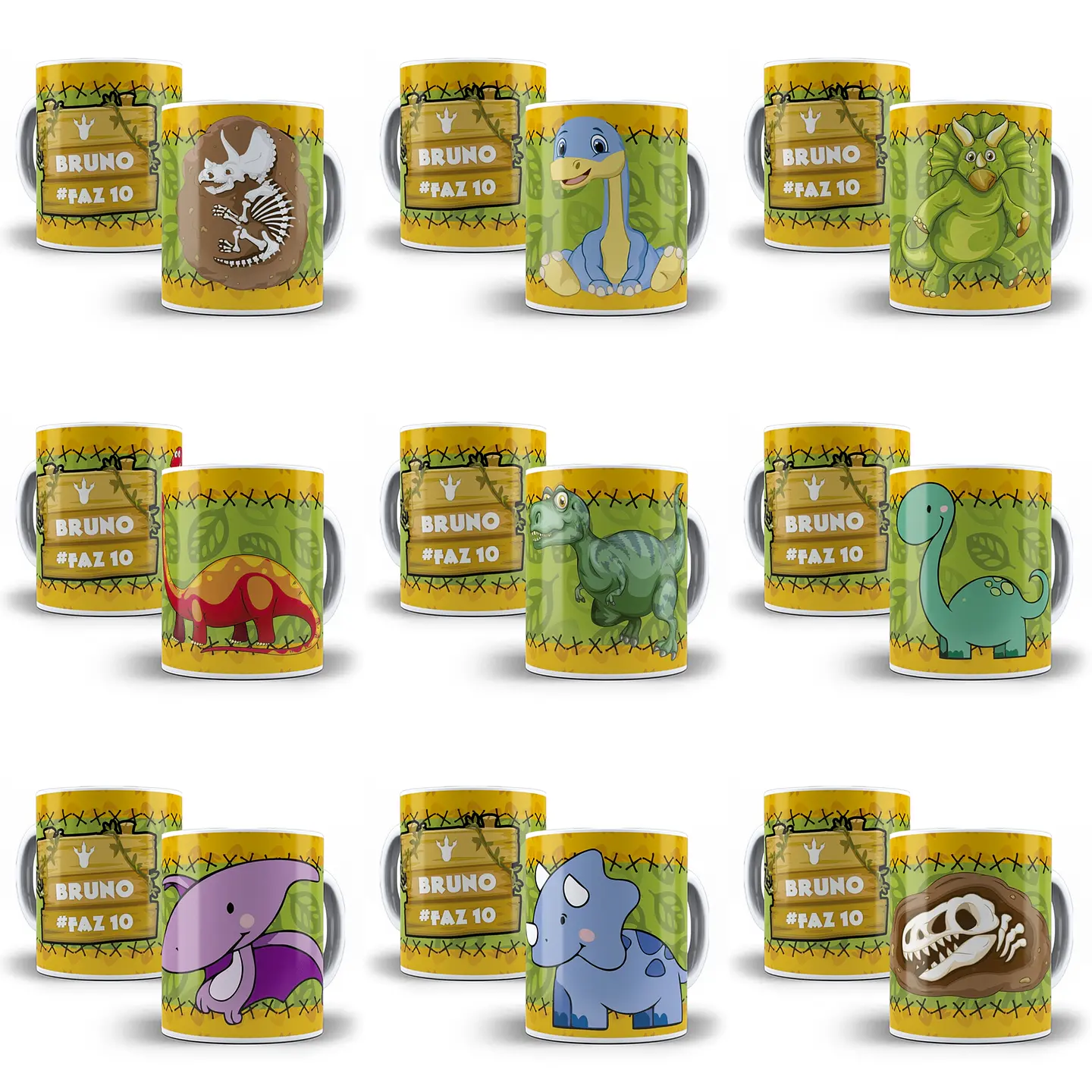 30 Artes Caneca Dinossauro Editável em Corel Draw 1