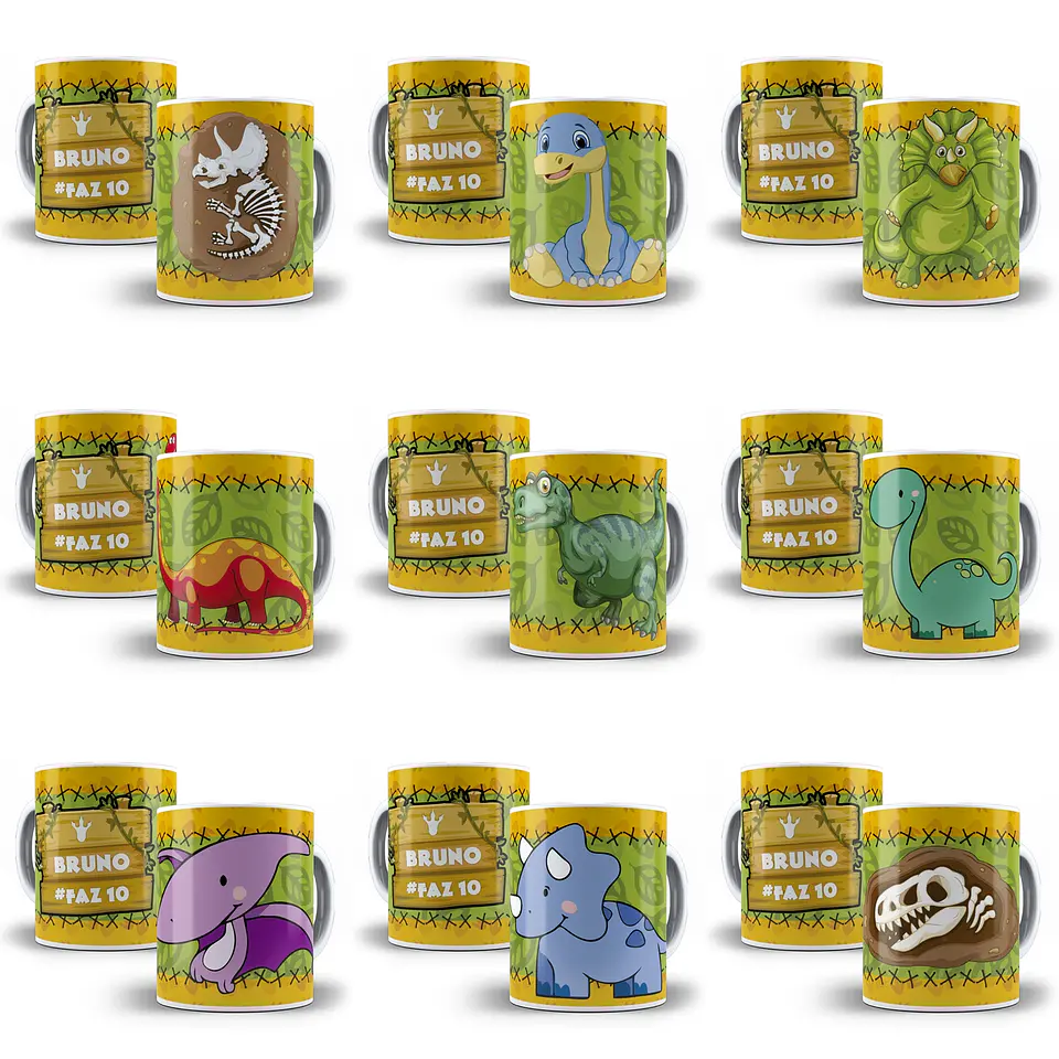 30 Artes Caneca Dinossauro Editável em Corel Draw 1