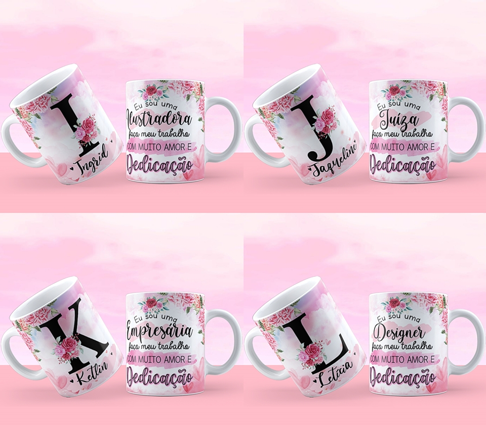 26 Artes Caneca Alfabeto Profissões Editável em Corel Draw 3