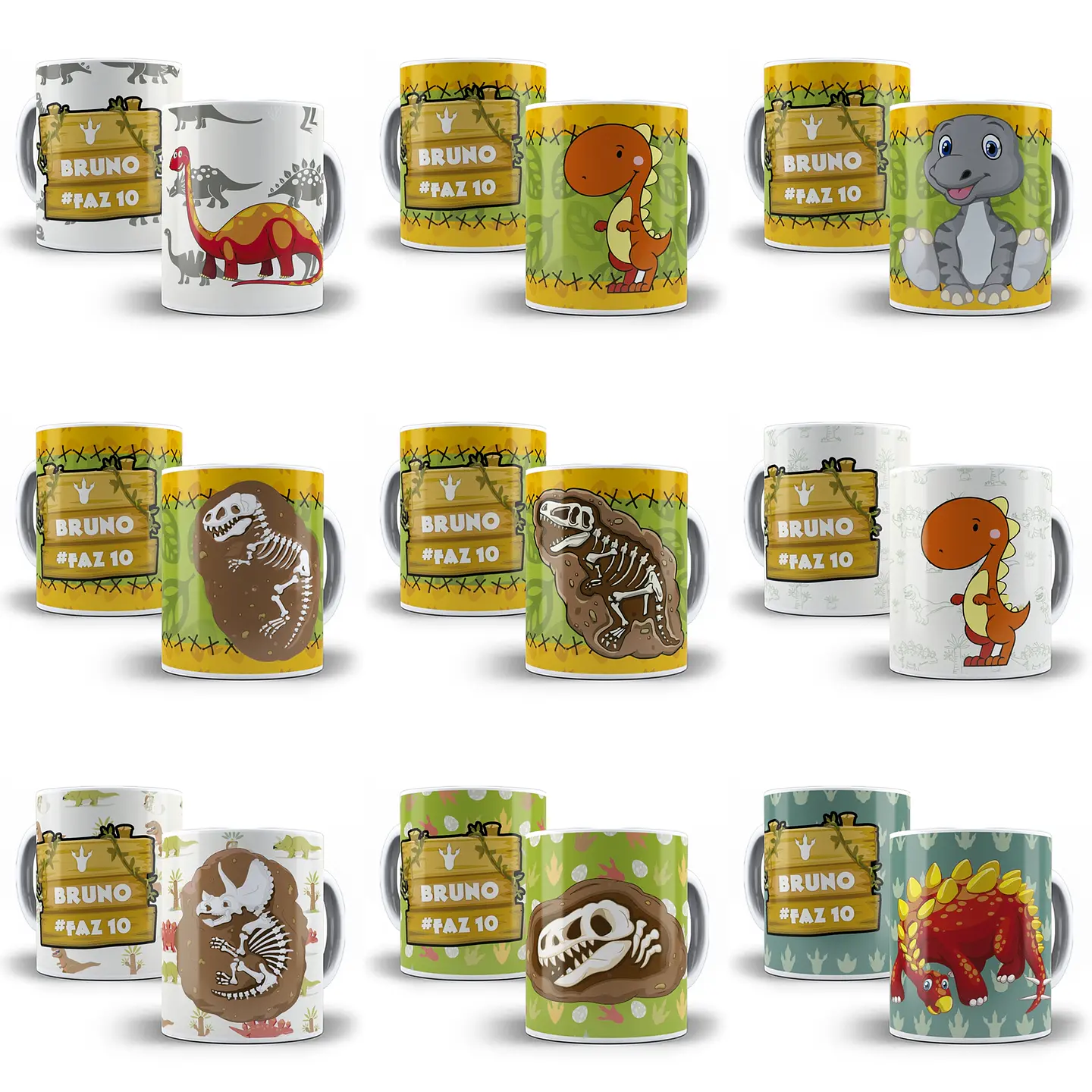 30 Artes Caneca Dinossauro Editável em Corel Draw 2