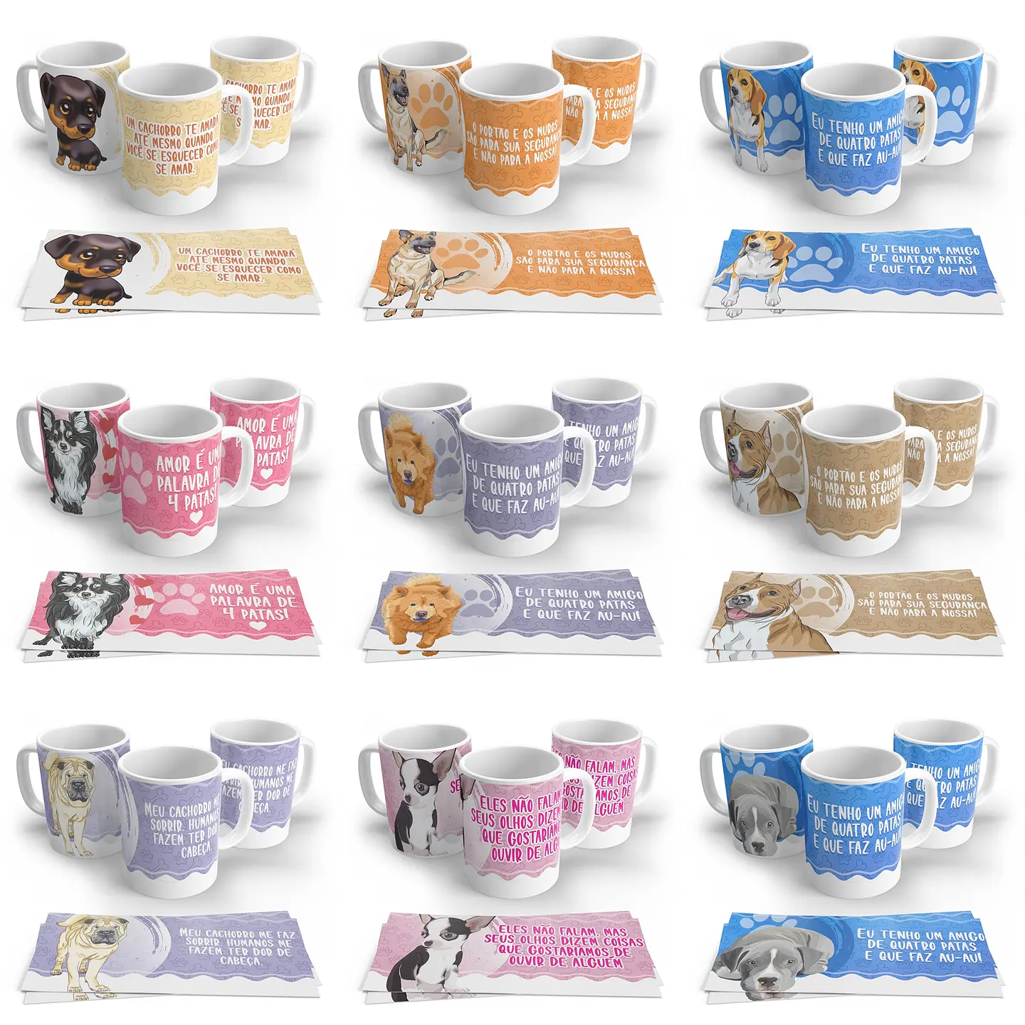 29 Artes Caneca Dog Cachorros Editável em Corel Draw 3