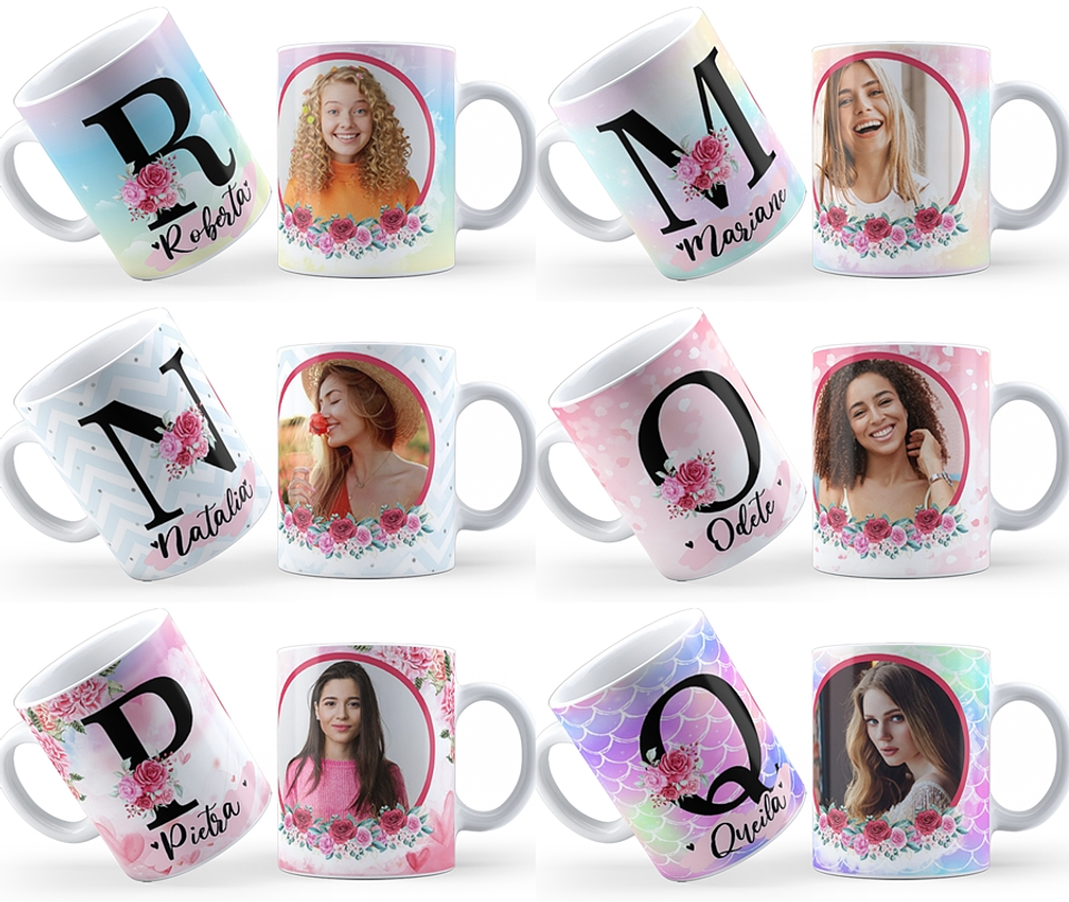 26 Artes Caneca Alfabeto Fotos Editável em Corel Draw 3