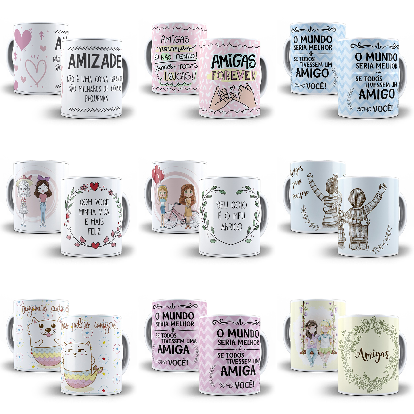 30 Artes Caneca Amizade Editável em Corel Draw 3