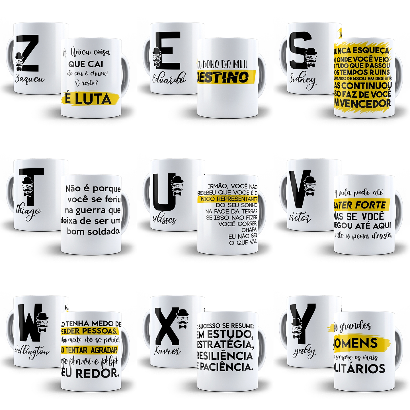 26 Artes Caneca Alfabeto Masculino Editável em Corel Draw 3