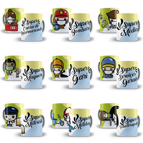 49 Artes para Caneca Profissão Linha de Frente Editável em Corel Draw