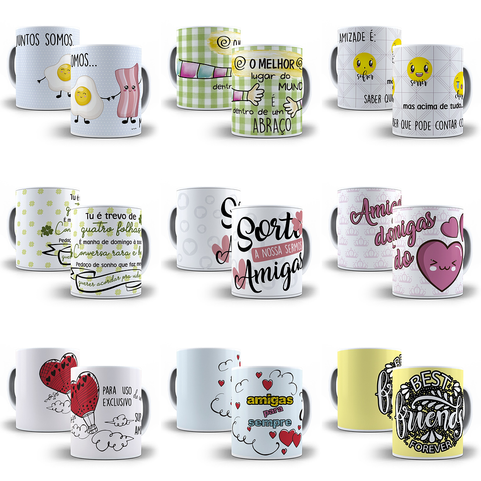 30 Artes Caneca Amizade Editável em Corel Draw 4