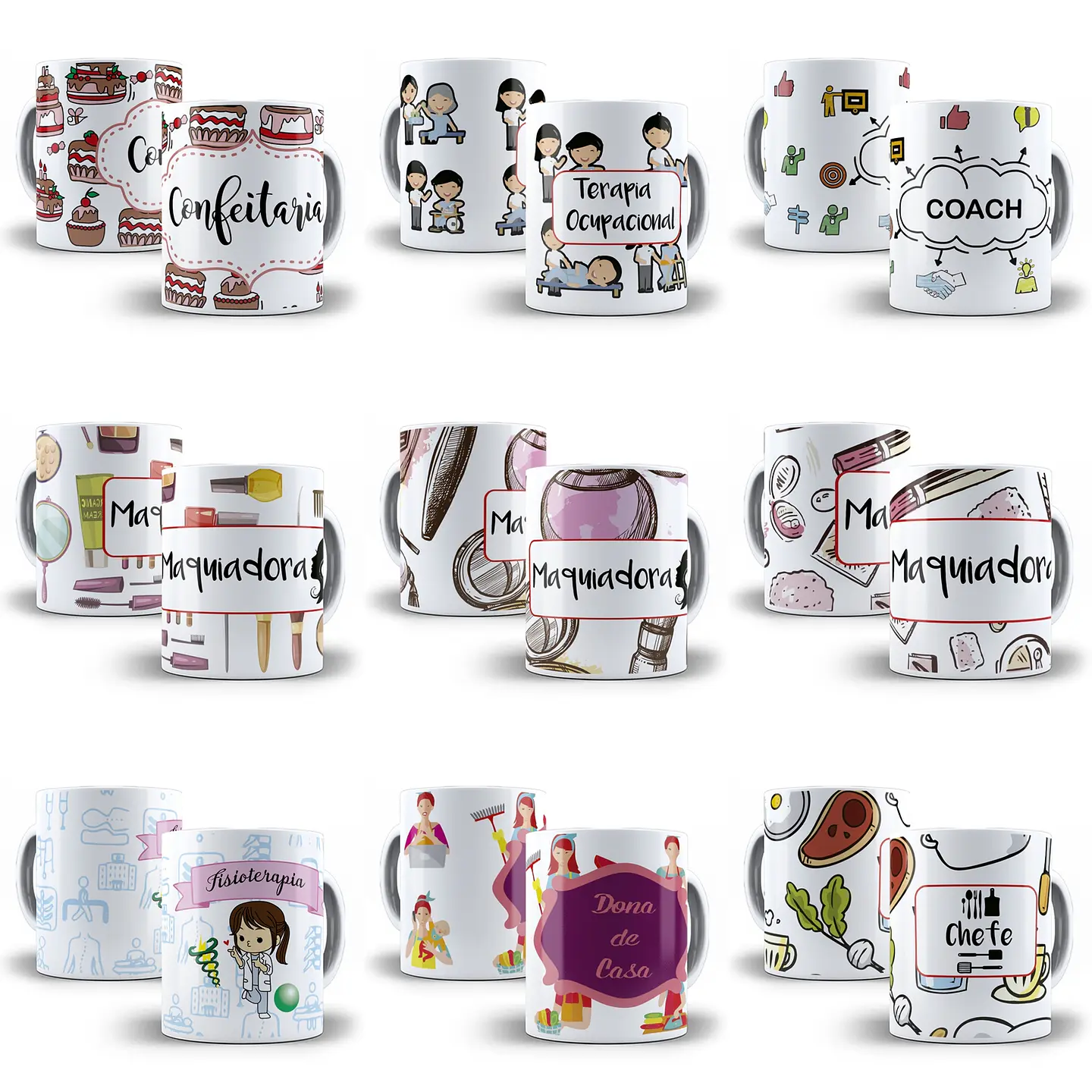 79 Artes para Caneca Profissões Editável em Corel Draw 1