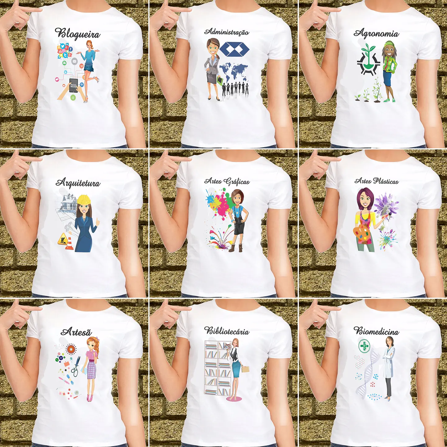 58 Artes para Camisa Cursos e Profissões Editável em Corel Draw 1