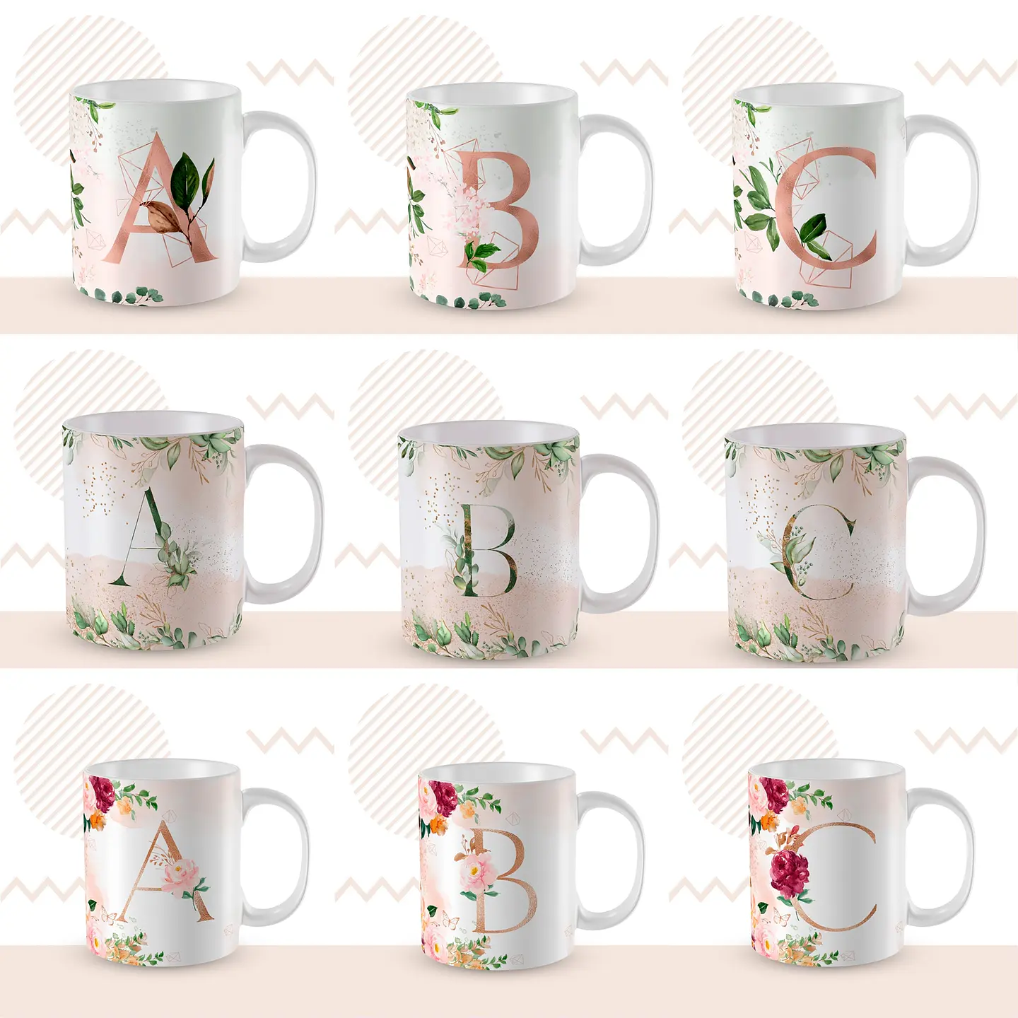 104 Artes para Caneca Alfabeto Arquivo em Jpge/Png 1