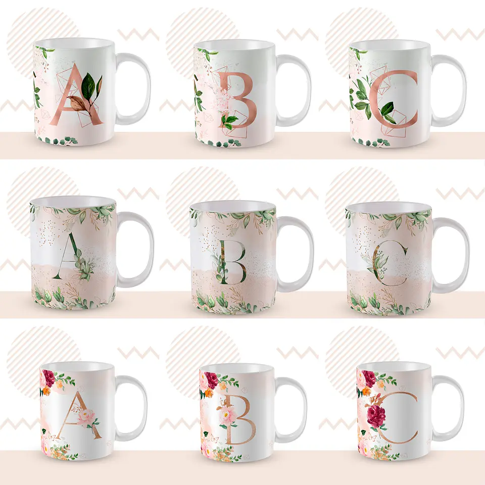 104 Artes para Caneca Alfabeto Arquivo em Jpge/Png 1