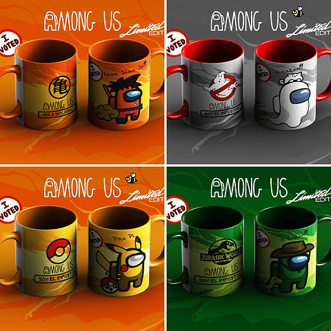 42 Artes para Caneca Among Us Editável em Corel Draw