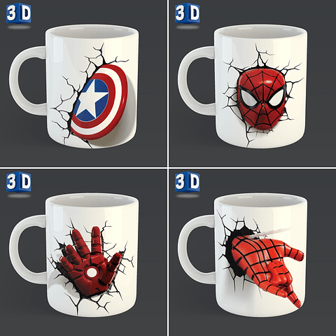 54 Artes para Caneca 3D Editável em Corel Draw