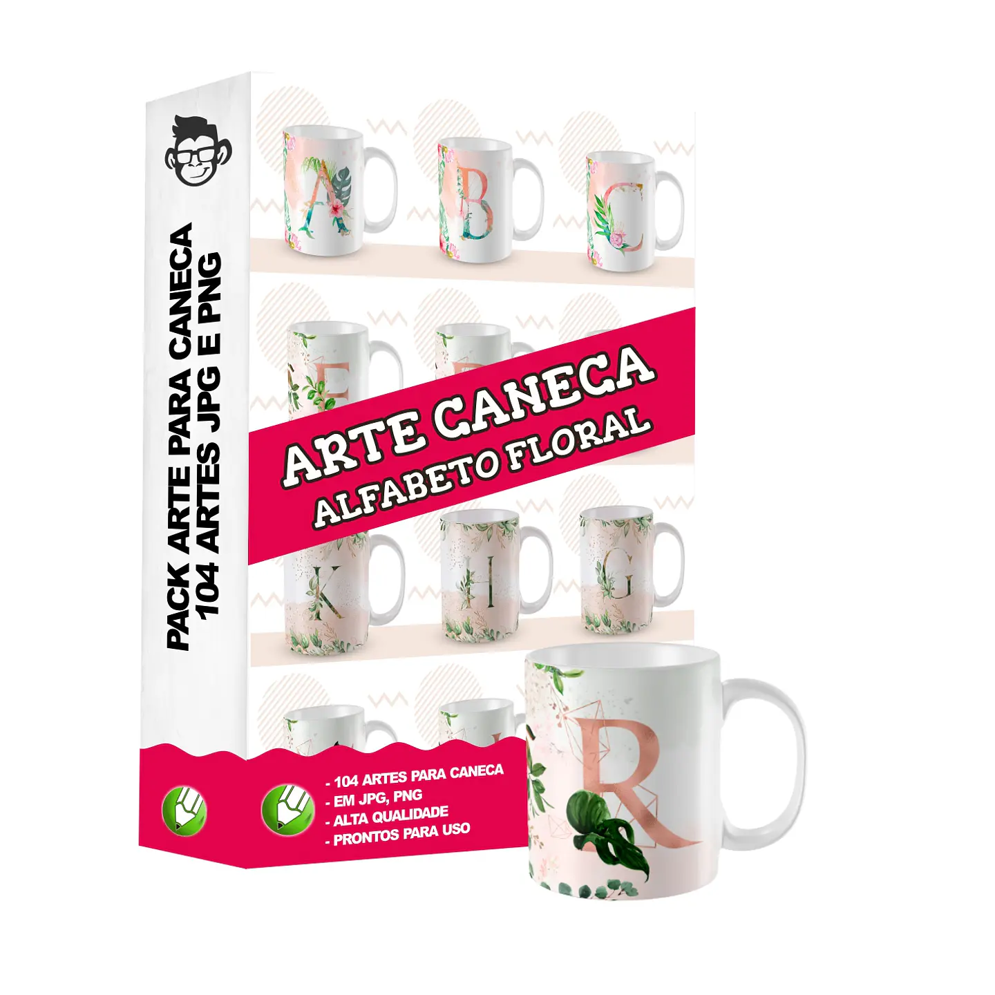 104 Artes para Caneca Alfabeto Arquivo em Jpge/Png 3