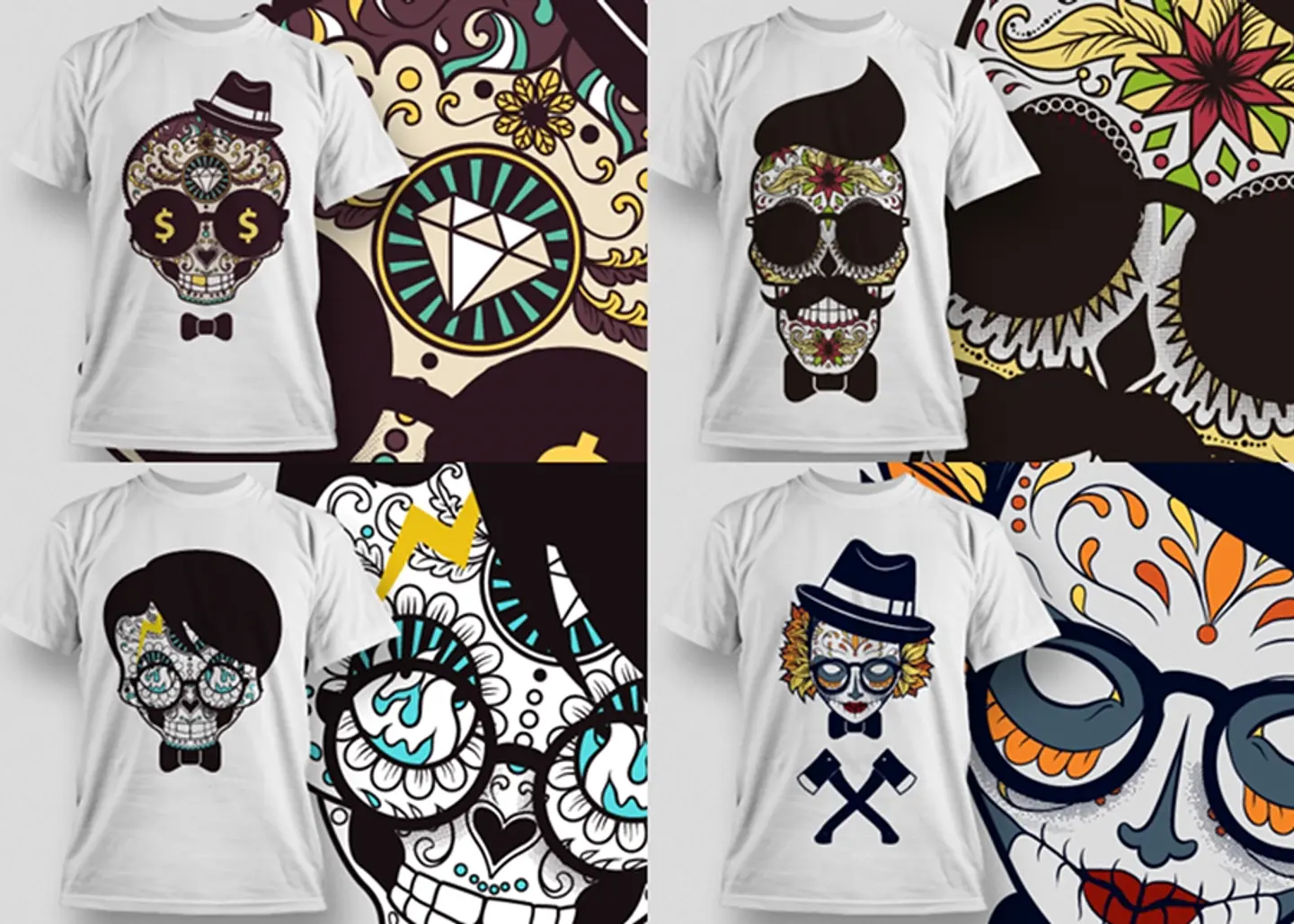 30 Artes para Camisa Caveira Editável em Corel Draw 1