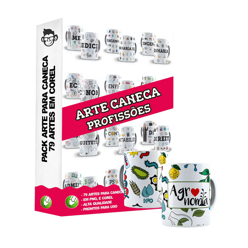 79 Artes para Caneca Profissões Editável em Corel Draw 5