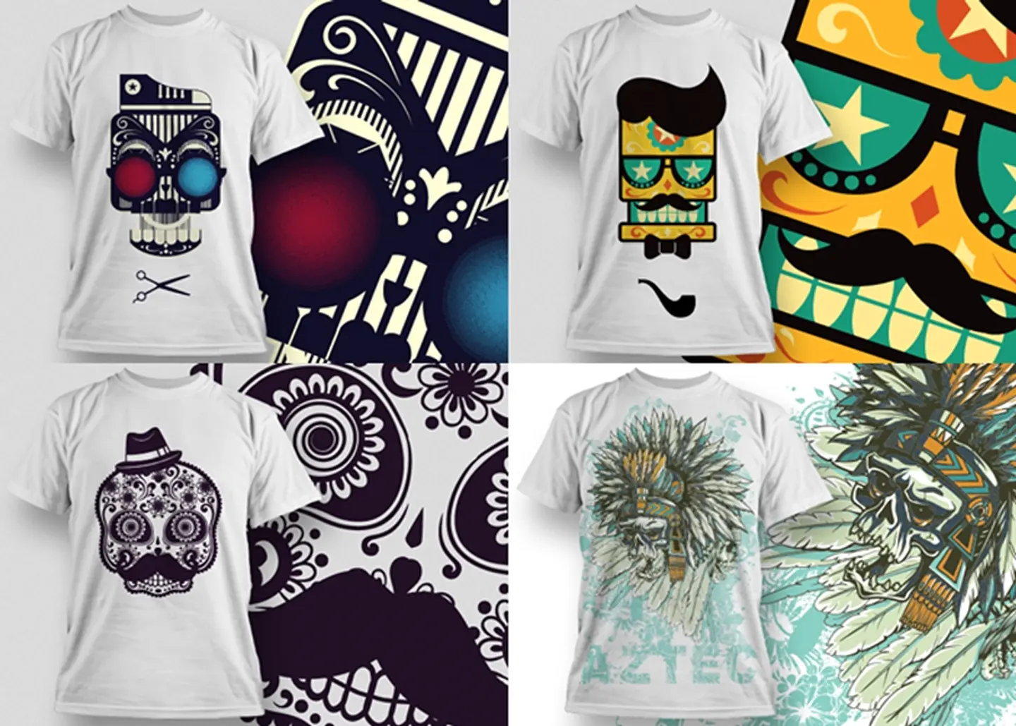 30 Artes para Camisa Caveira Editável em Corel Draw 2