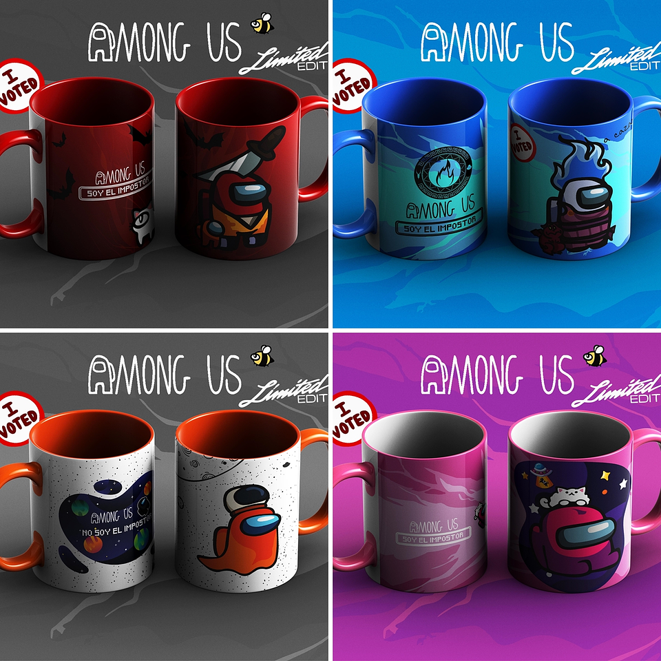 42 Artes para Caneca Among Us Editável em Corel Draw 3