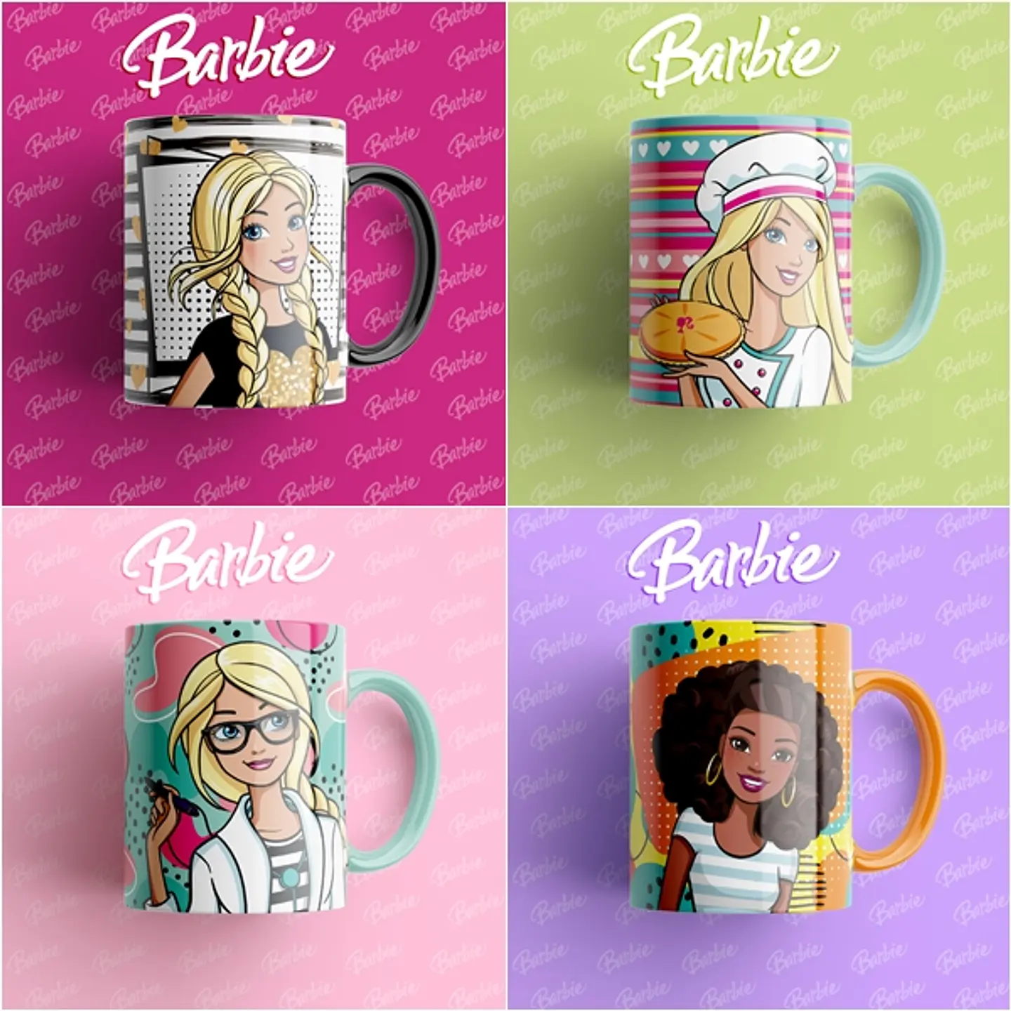 30 Artes Caneca Barbie Editável em Photoshop 2