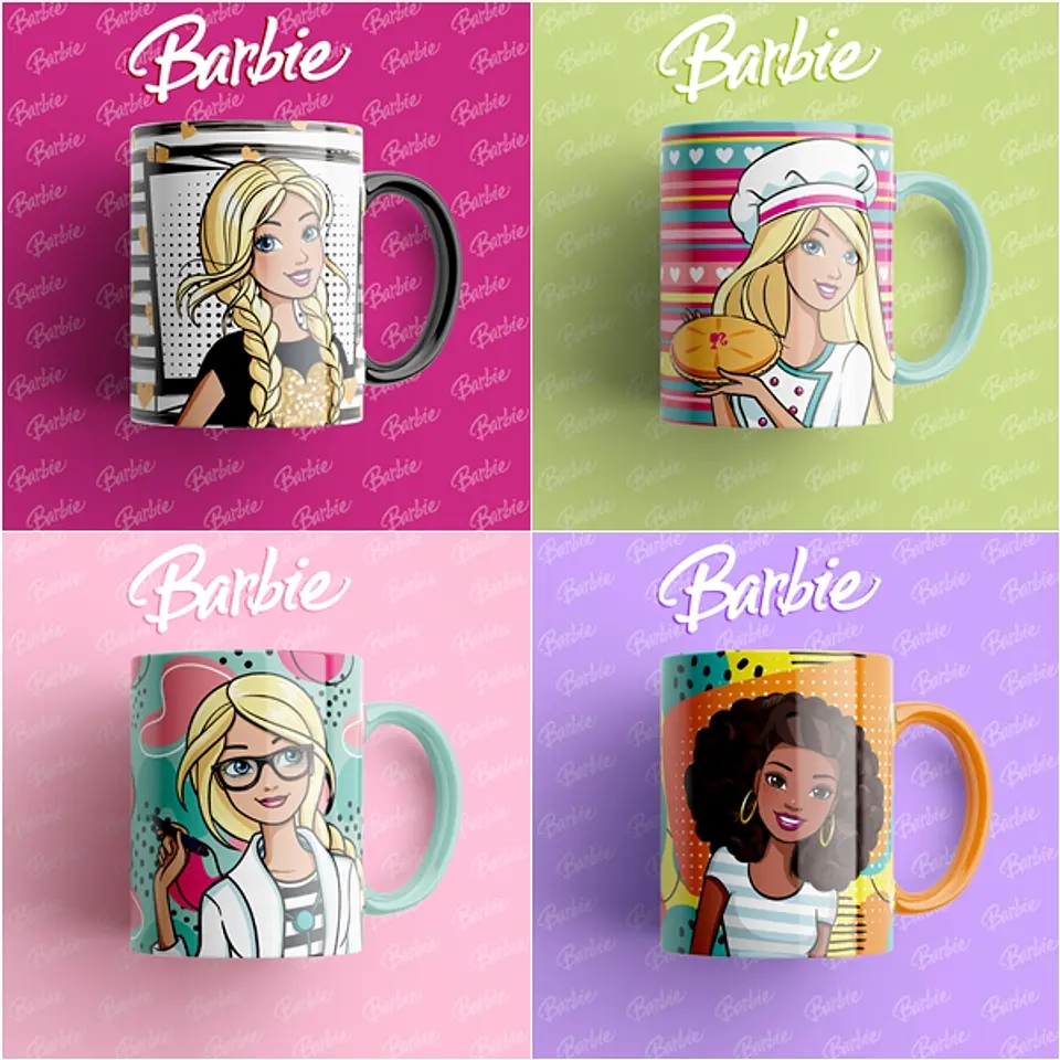 30 Artes Caneca Barbie Editável em Photoshop 2