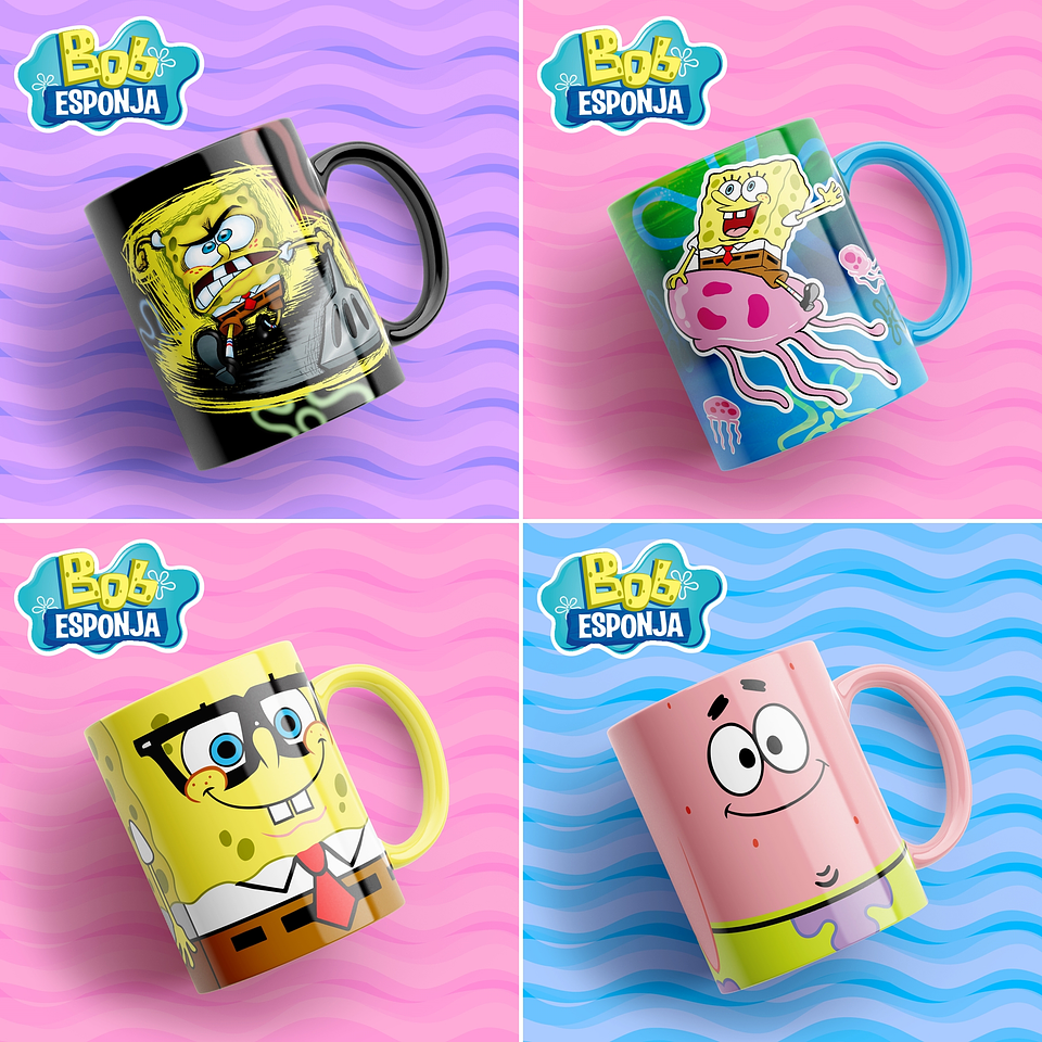 14 Artes Caneca Bob Esponja Editável em Photoshop 2