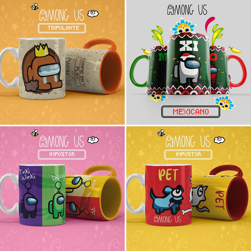 42 Artes para Caneca Among Us Editável em Corel Draw 4