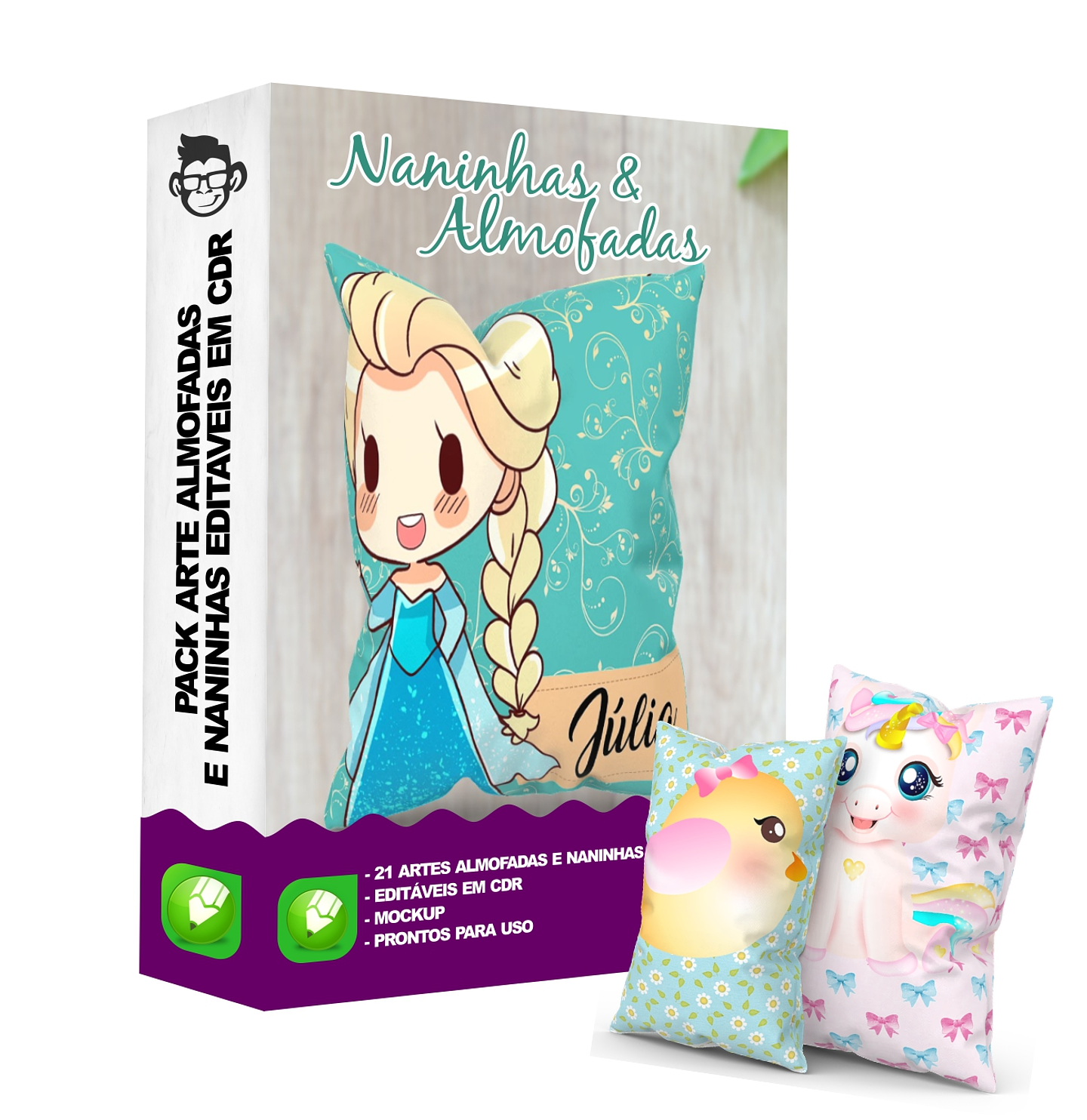 21 Artes para Almofadas e Naninhas Editável em Corel Draw 9