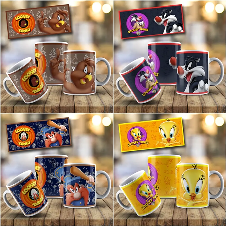 36 Artes Caneca Anime Looney Tunes Editável em Photoshop 2