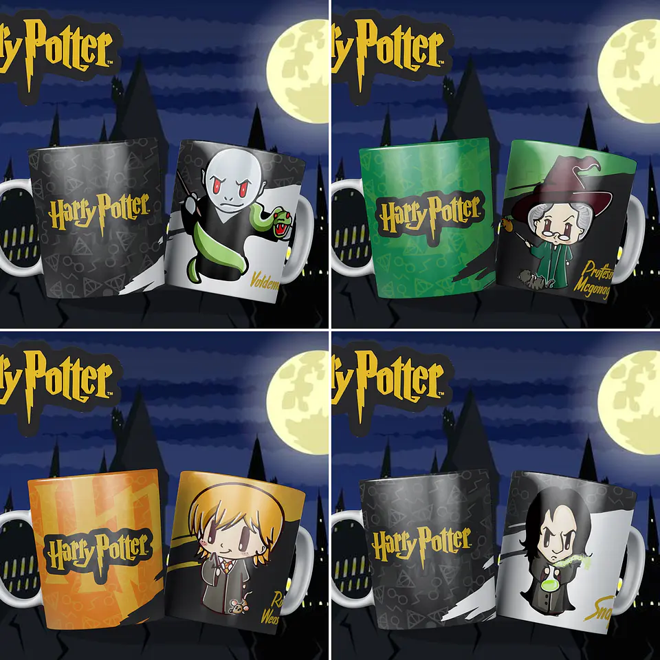12 Artes para Caneca Harry Potter Editável em Corel Draw 3