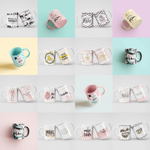Mega Pacote de Artes para Canecas Dia das Mães Sublimação