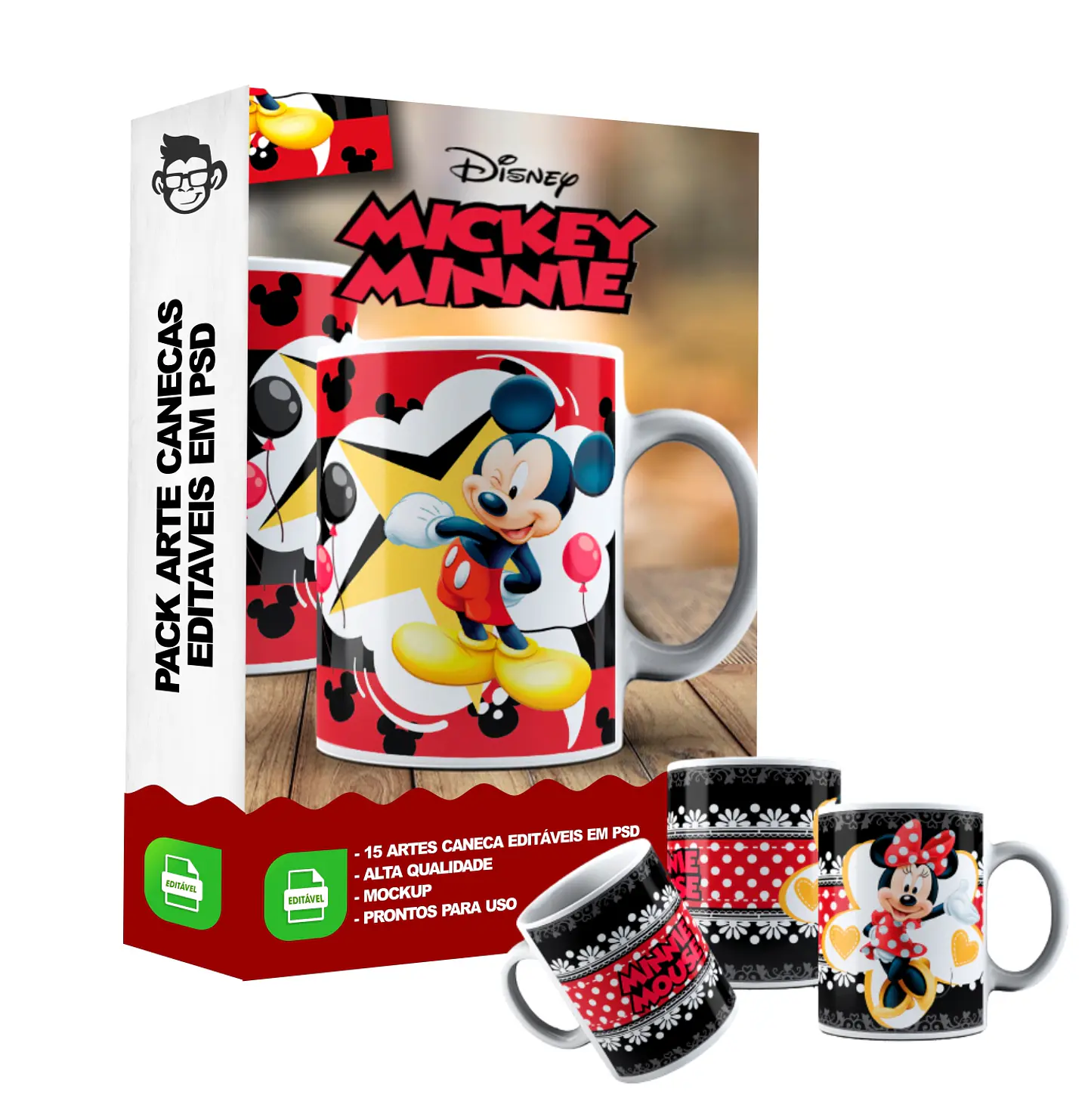 15 Artes Caneca Mickey e Minnie Editável em Photoshop 3