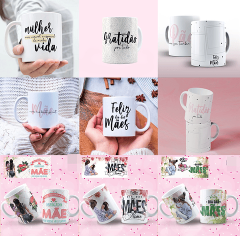 Pacote de Artes para Canecas Dia das Mães 21 Sublimação