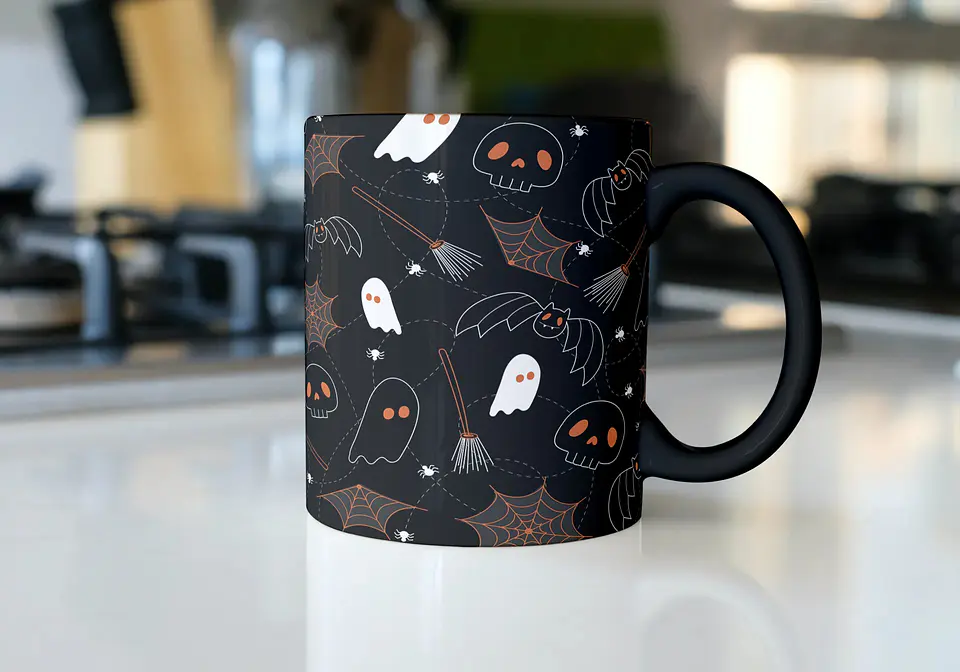 10 Artes para Caneca Halloween Editável Corel Draw + Png 7