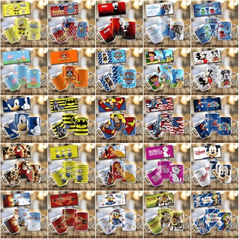 158 Artes para Caneca Personagens Infantil Arquivo em Jpge/Png