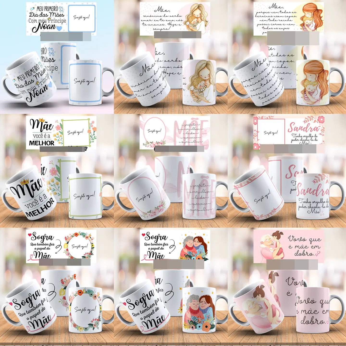 Pacote de Artes para Canecas Dia das Mães 21 Sublimação 3