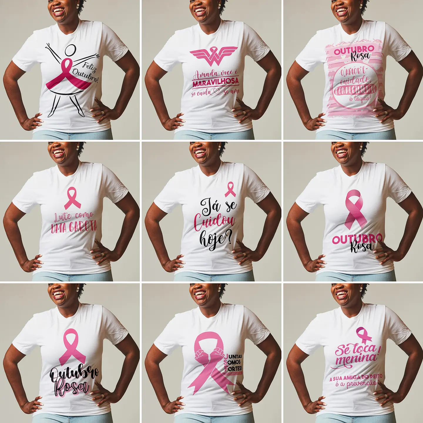 85 Artes para Caneca Outubro Rosa Editável em Corel Draw 3