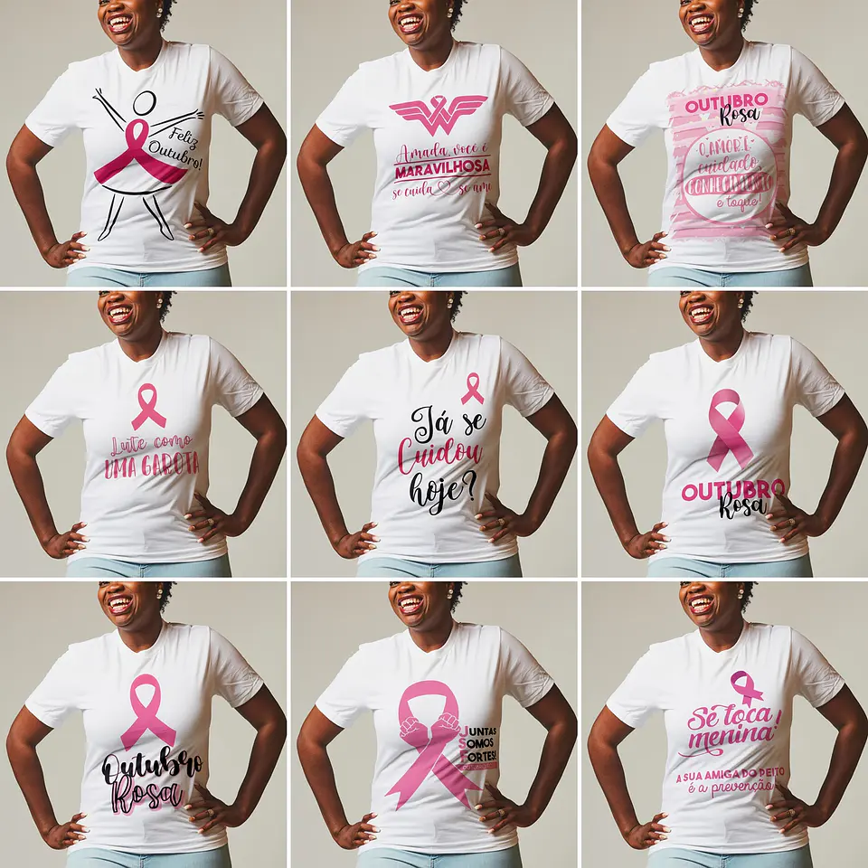 85 Artes para Caneca Outubro Rosa Editável em Corel Draw 3