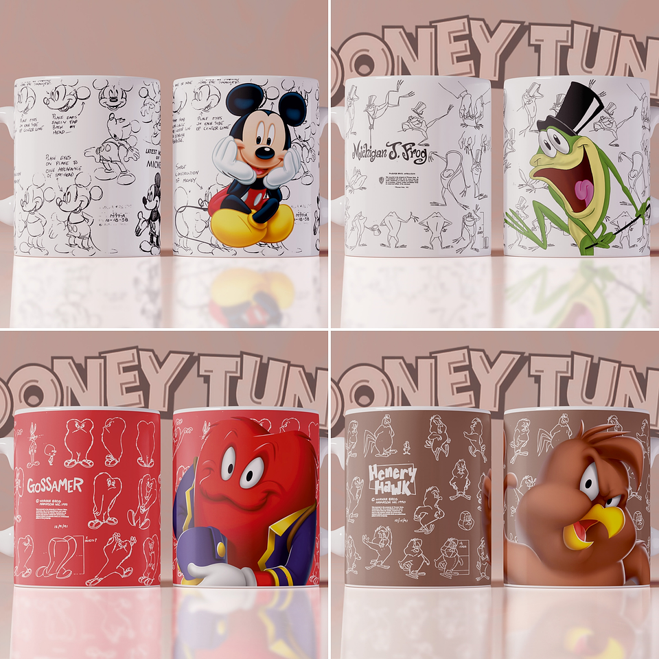 24 Artes Caneca Anime Looney Tunes Editável em Photoshop e Corel 6