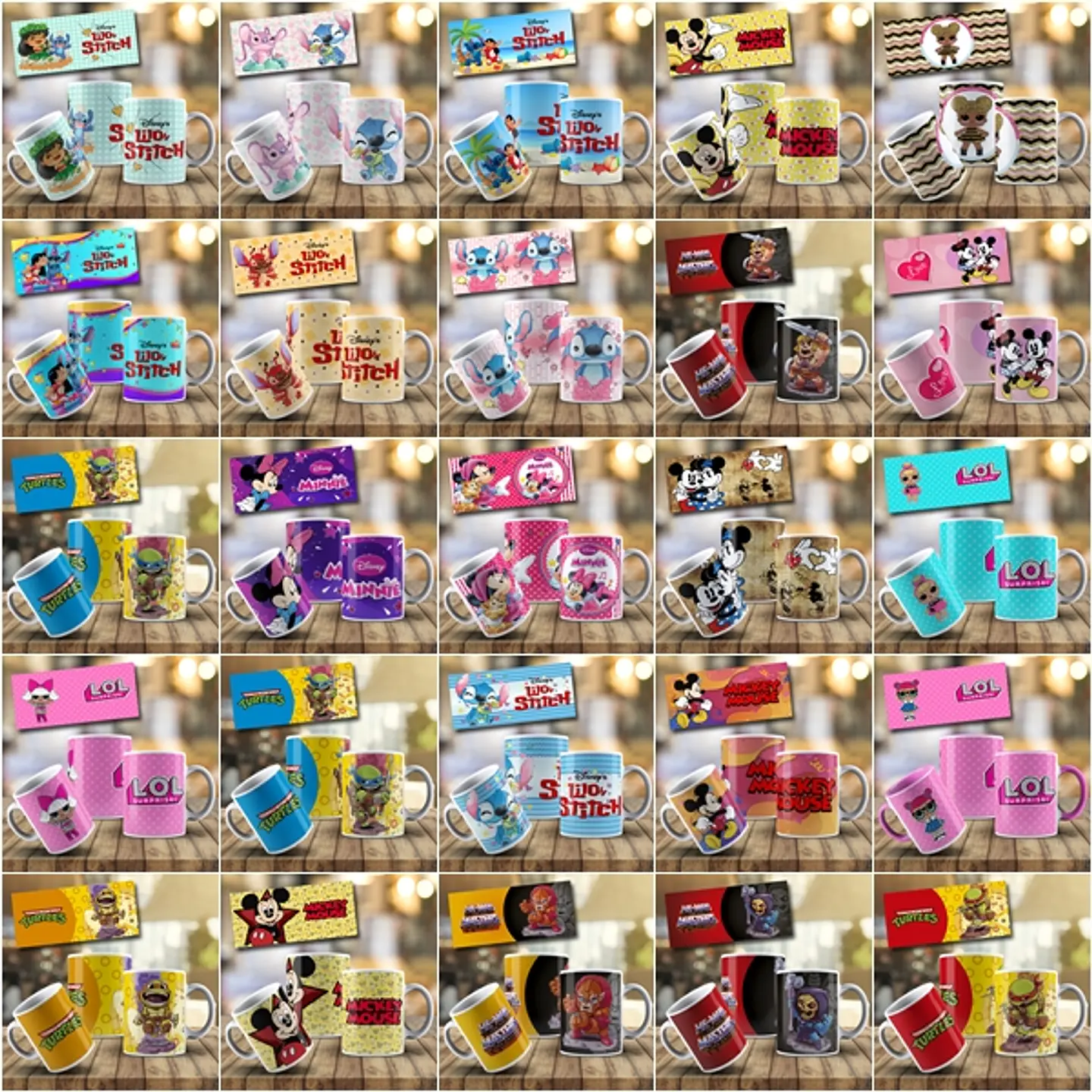 28 Artes Caneca Personagens Infantil 2 Editável em Photoshop 1