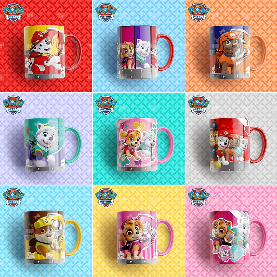 15 Artes Caneca Patrulha Canina Editável em Photoshop 1