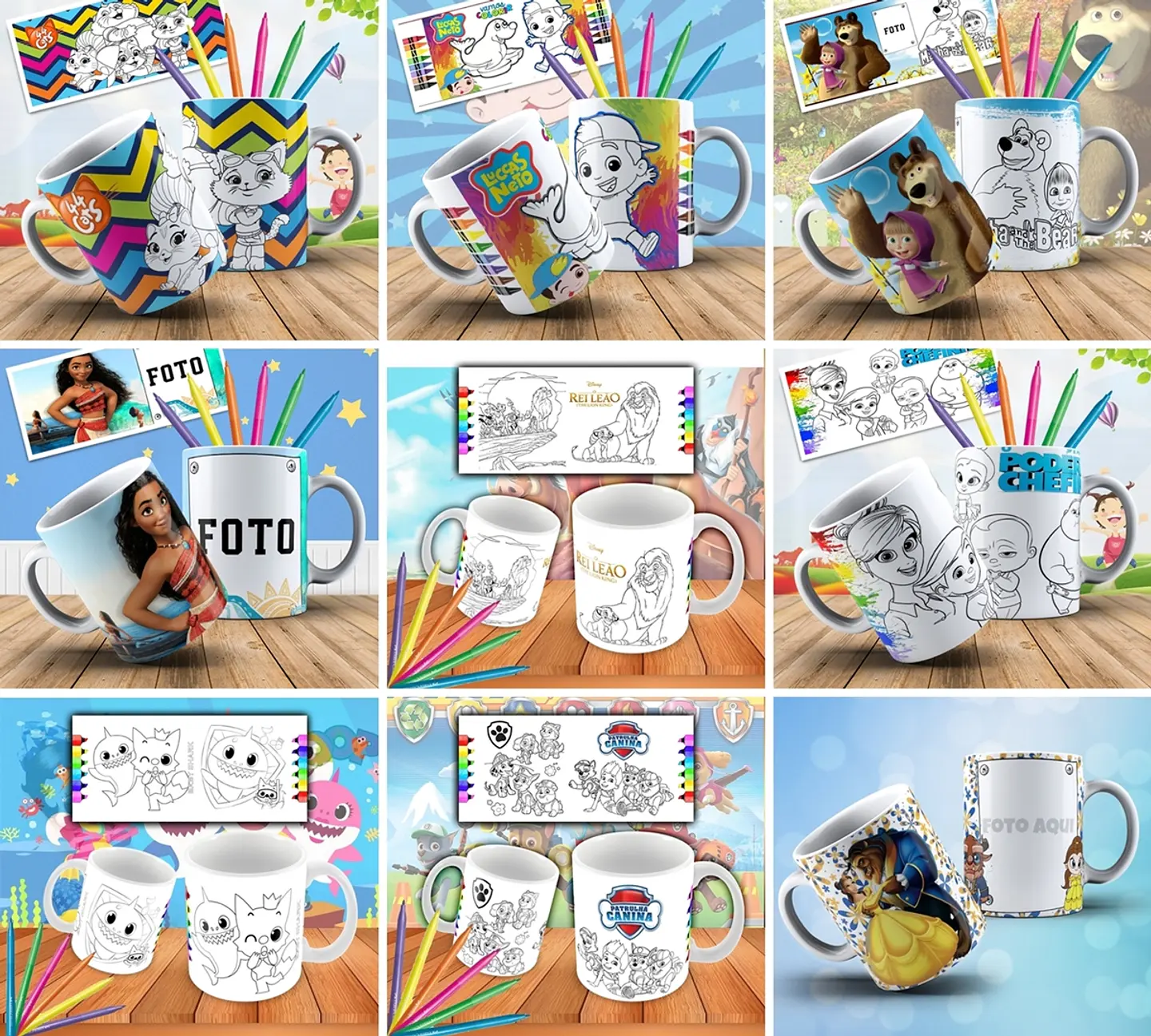 179 Artes para Caneca Personagens para Colorir Arquivo em Jpge/Png 2