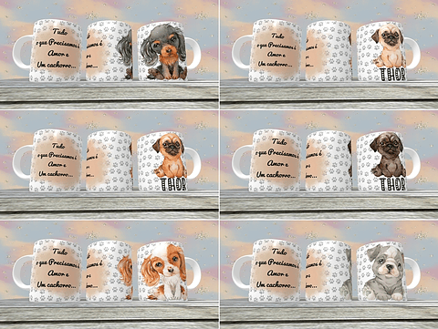 18 Artes para Caneca Pet Love Editável em Corel Draw