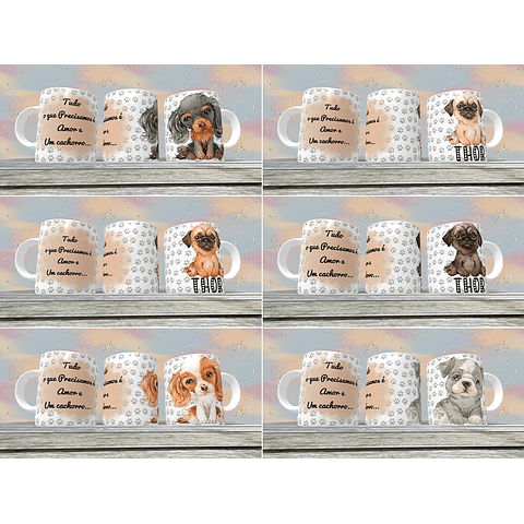 18 Artes para Caneca Pet Love Editável em Corel Draw