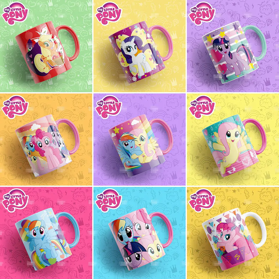 13 Artes Caneca My Little Pony Editável em Photoshop 1